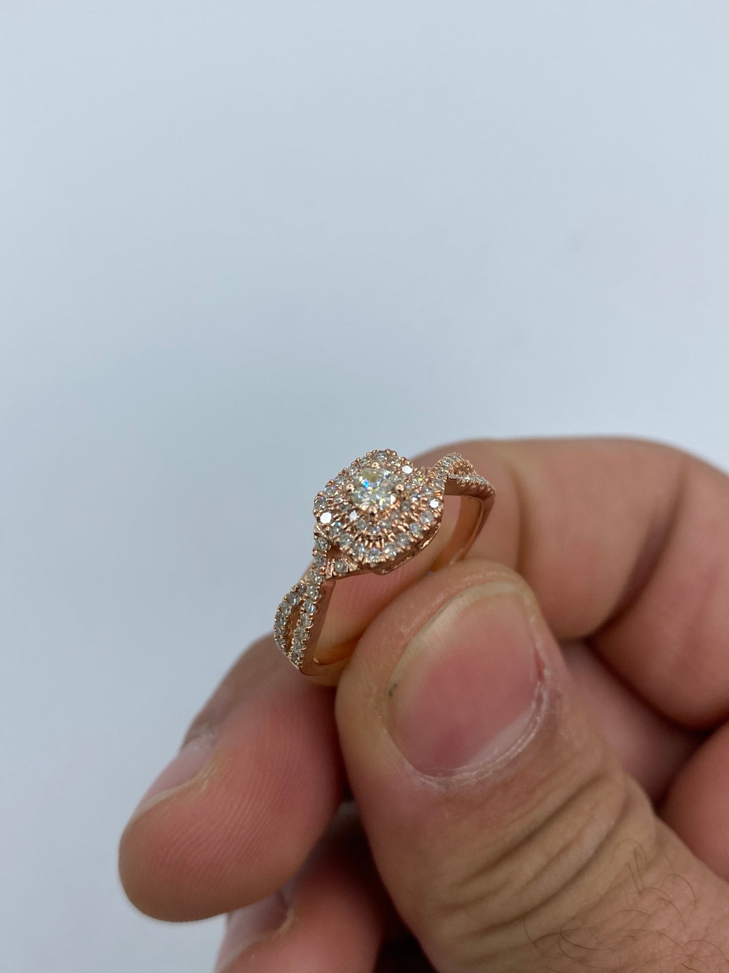 Square Large Center Stone Spiral Engagement Ring