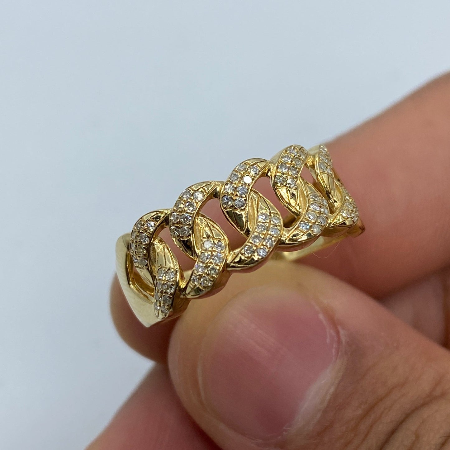 10K Cuban Link Diamond Ring (9M) Style #1