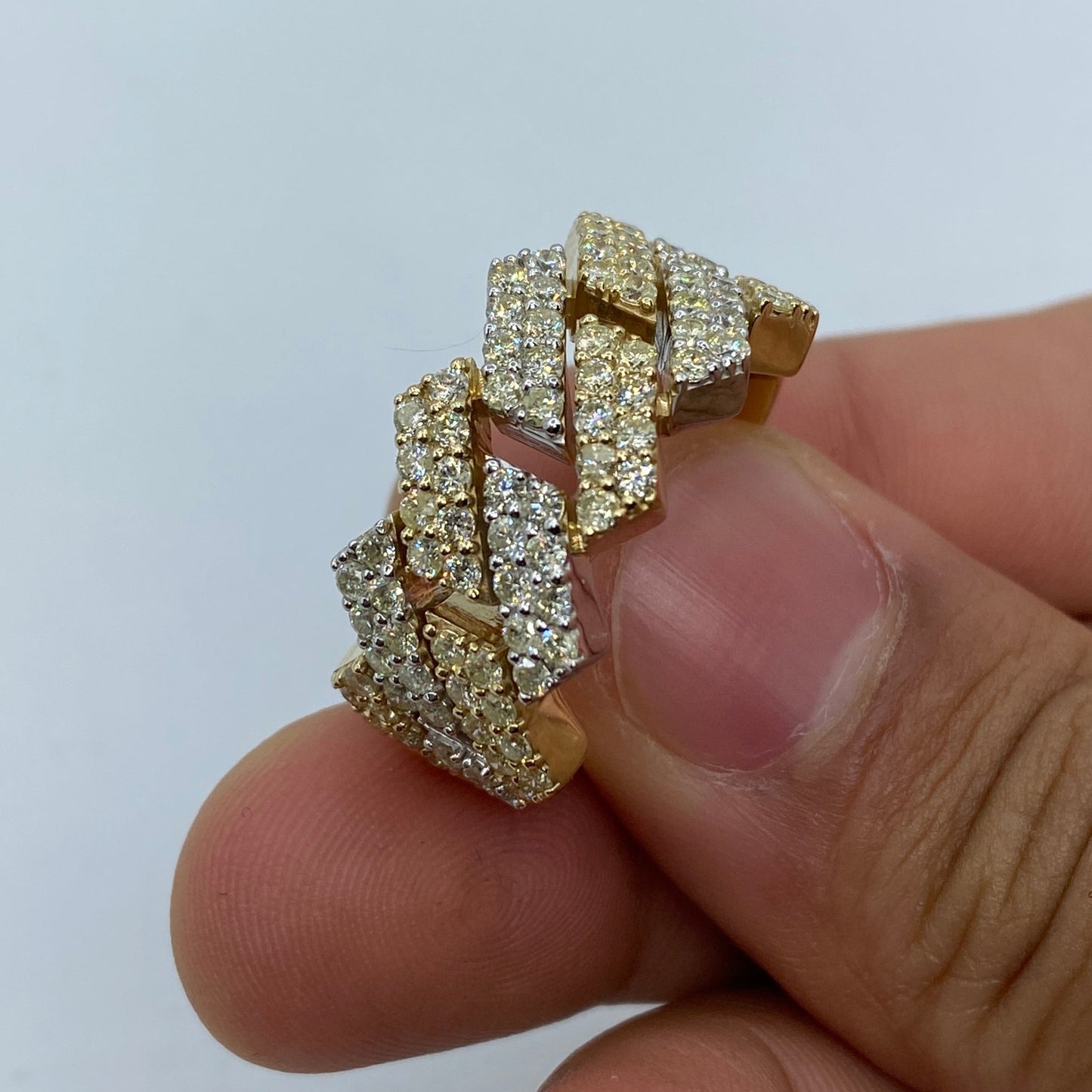10K Cuban Link Diamond Ring Style #4