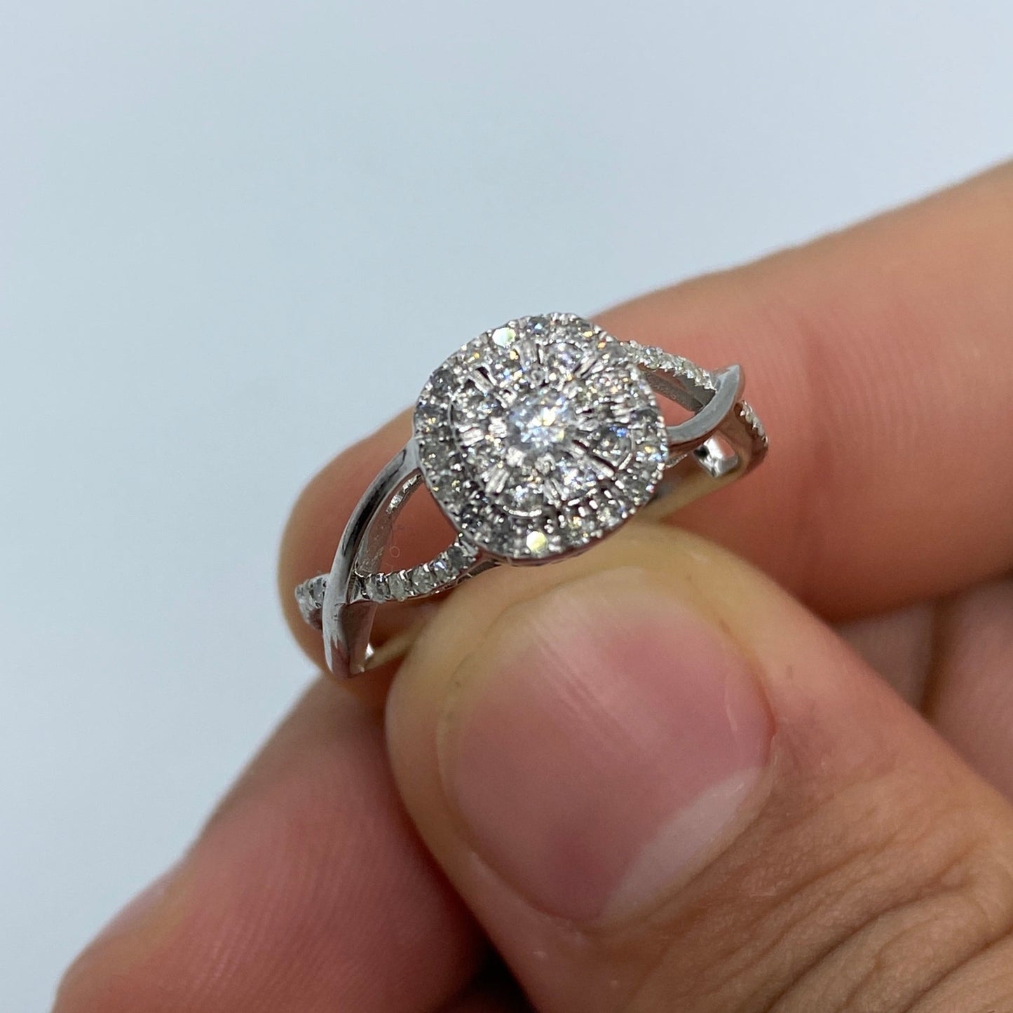 Diamond Row Spiral Engagement Ring