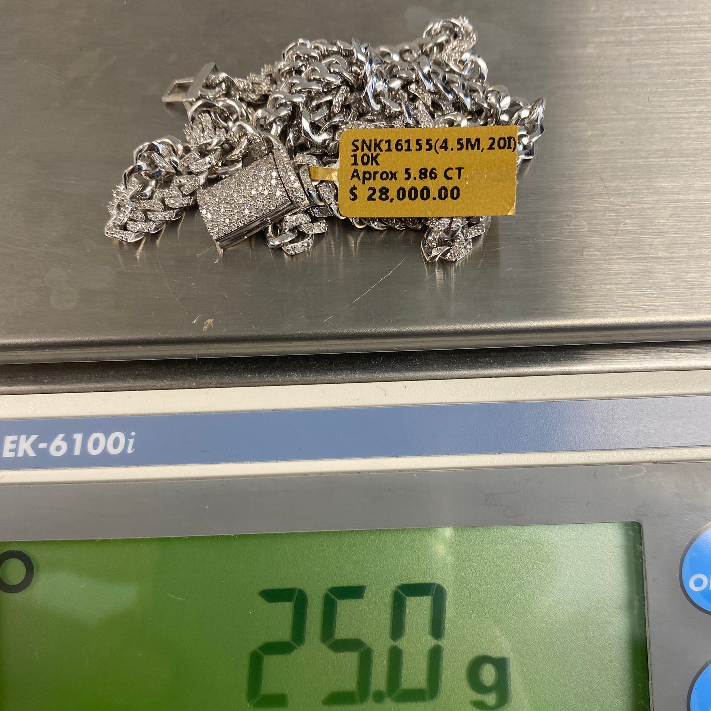 10K 4.5MM Cuban Link Diamond Chain 20"