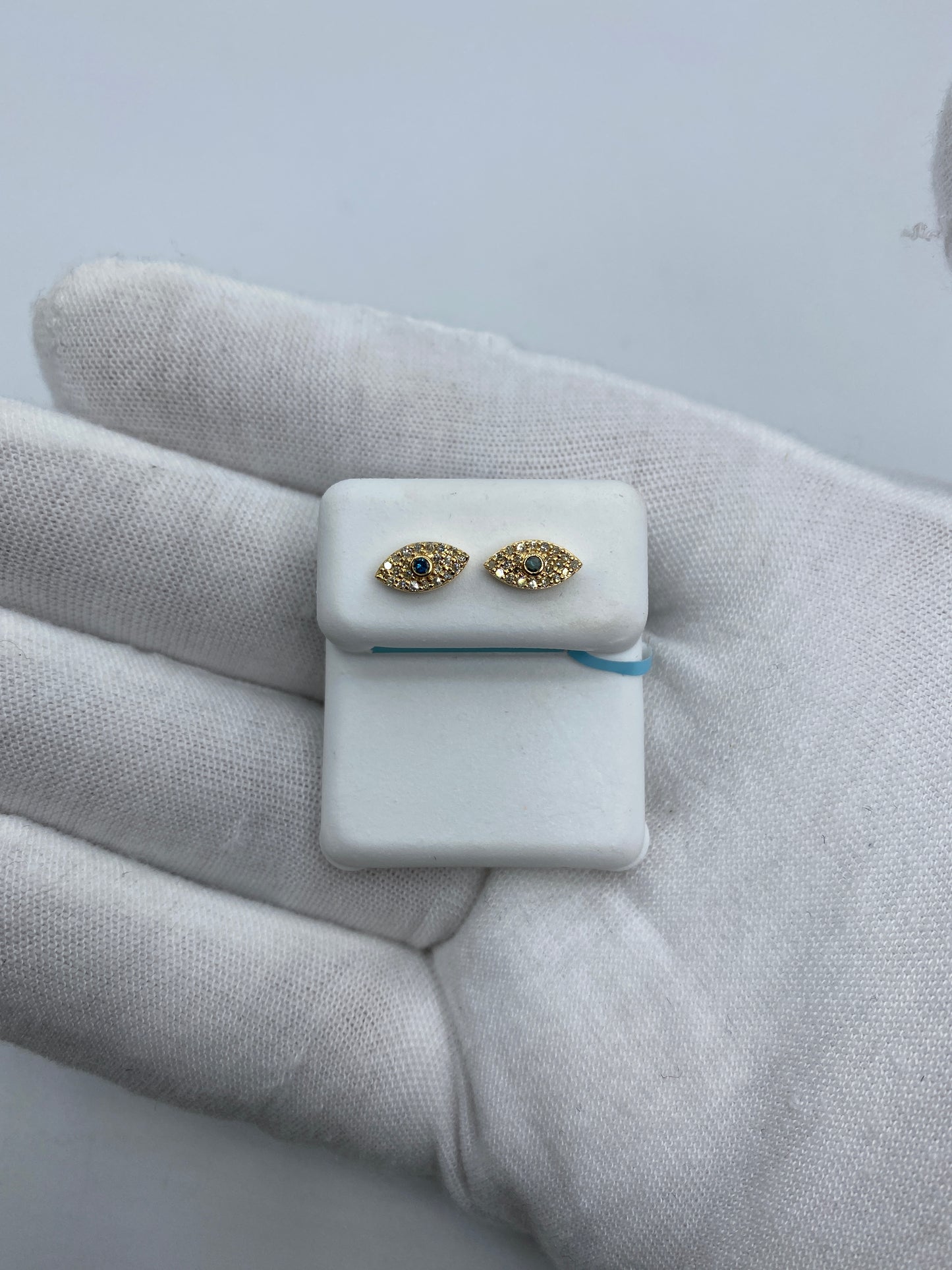 Teal Center Stone Eye Earrings