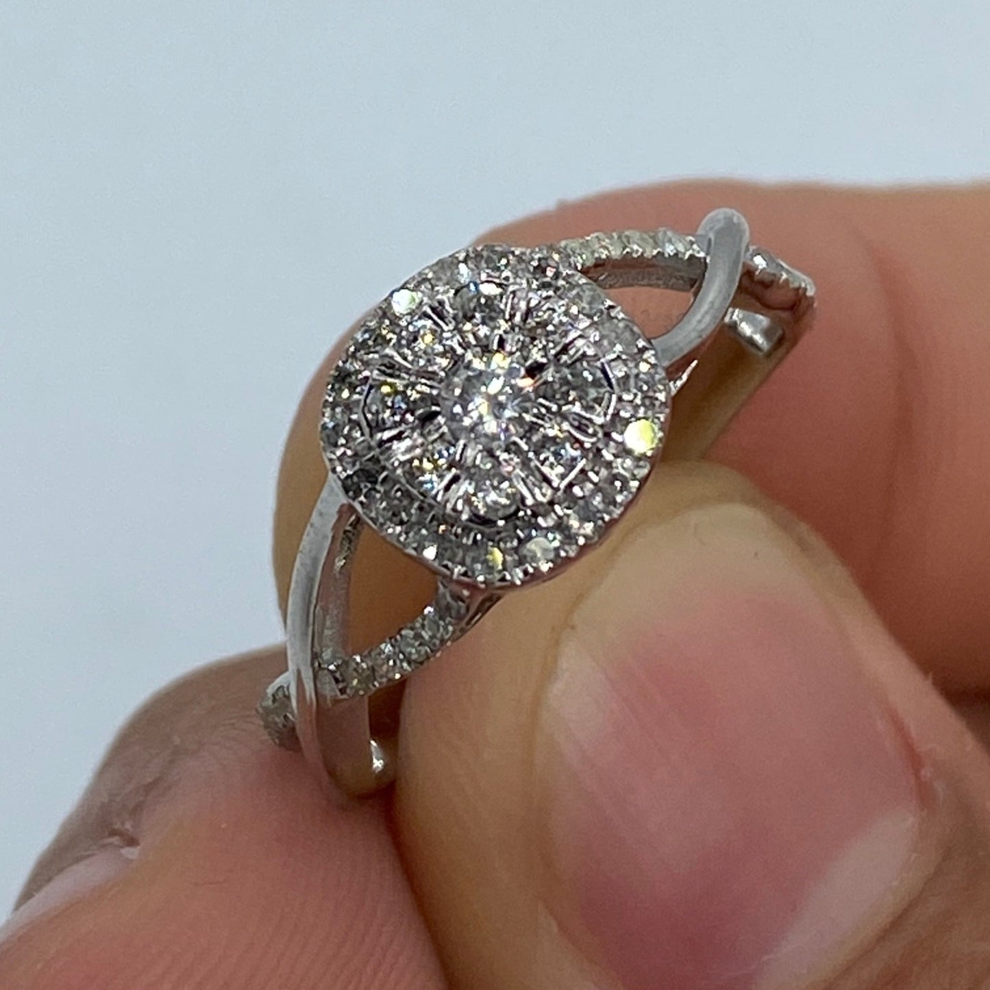 Diamond Row Spiral Engagement Ring