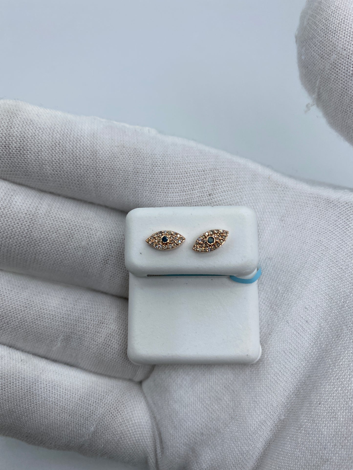 Teal Center Stone Eye Earrings