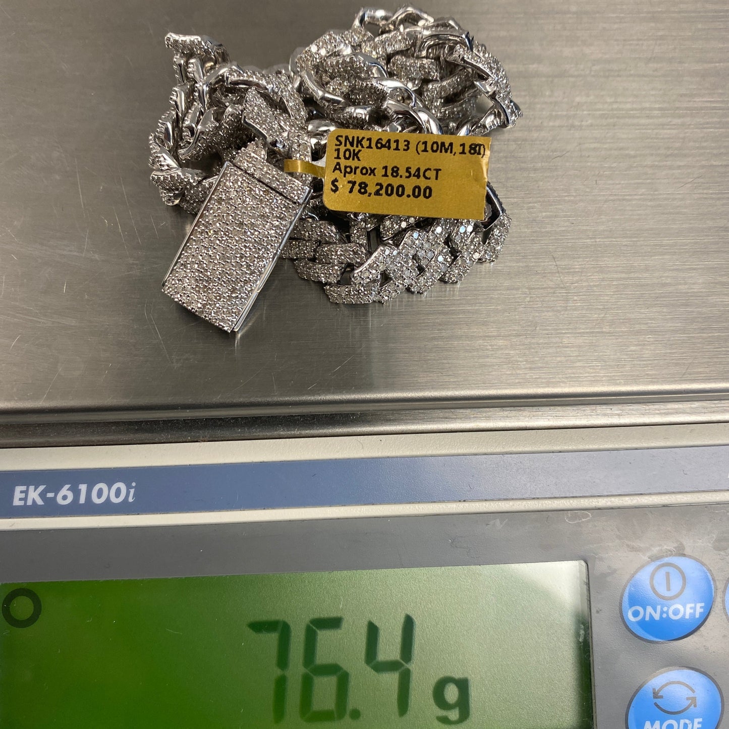 10K 10MM Cuban Link Diamond Chain 18"