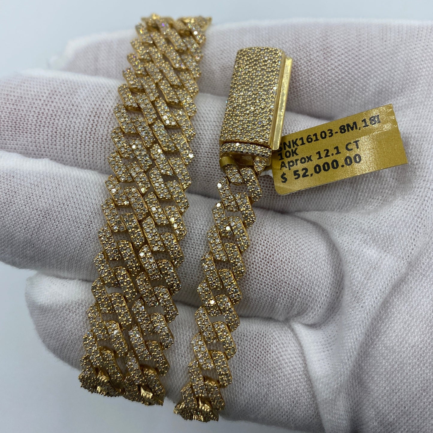 10K 8MM Cuban Link Diamond Chain 18"