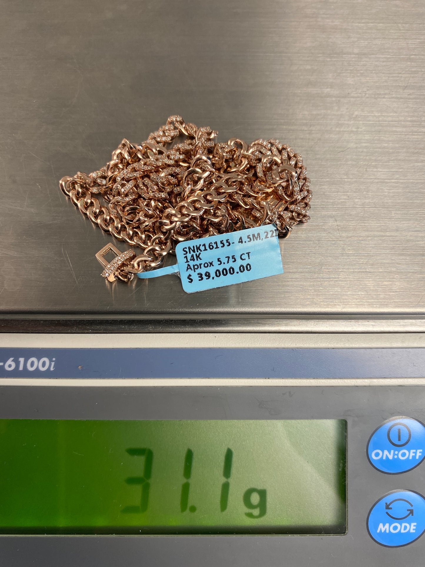 14K Cuban Chain 4.5mm, 22in