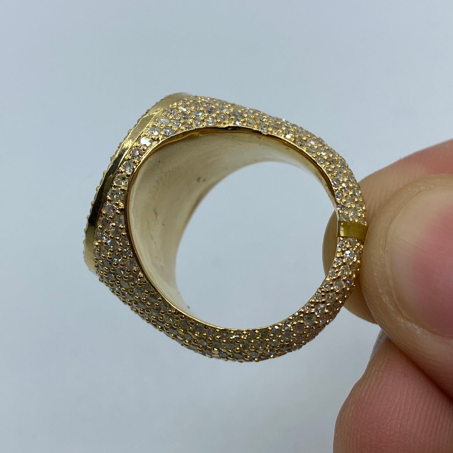 10K Circle Iced-Out Diamond Ring