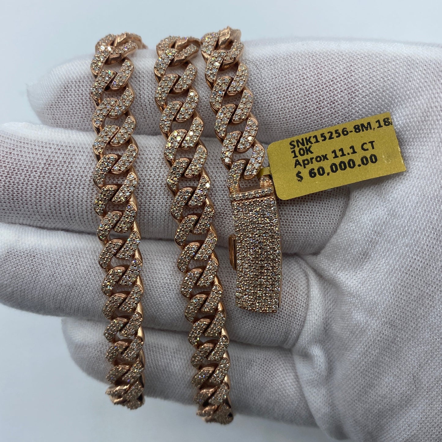 10K 8MM Cuban Link Diamond Chain 18"