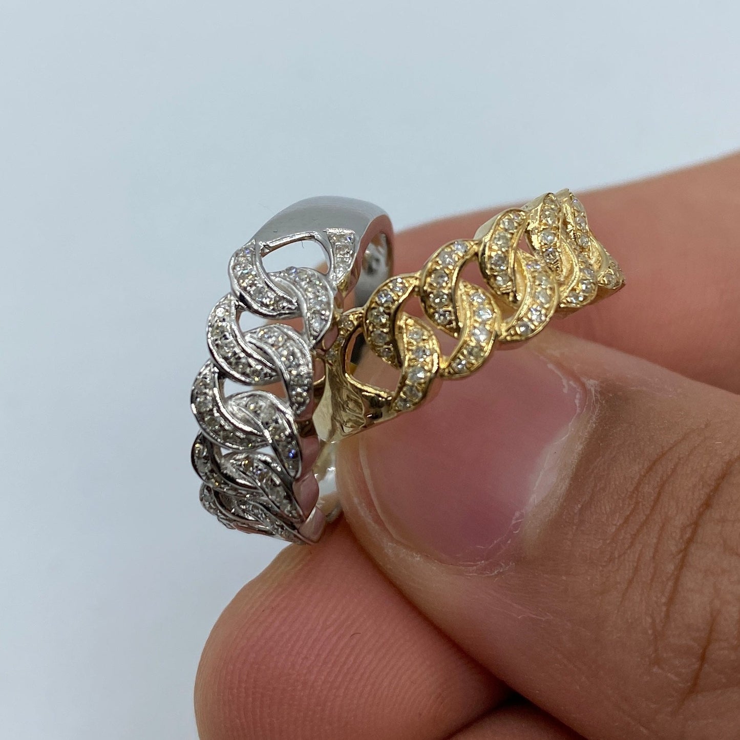 10K Cuban Link Diamond Ring (7M) Style #1