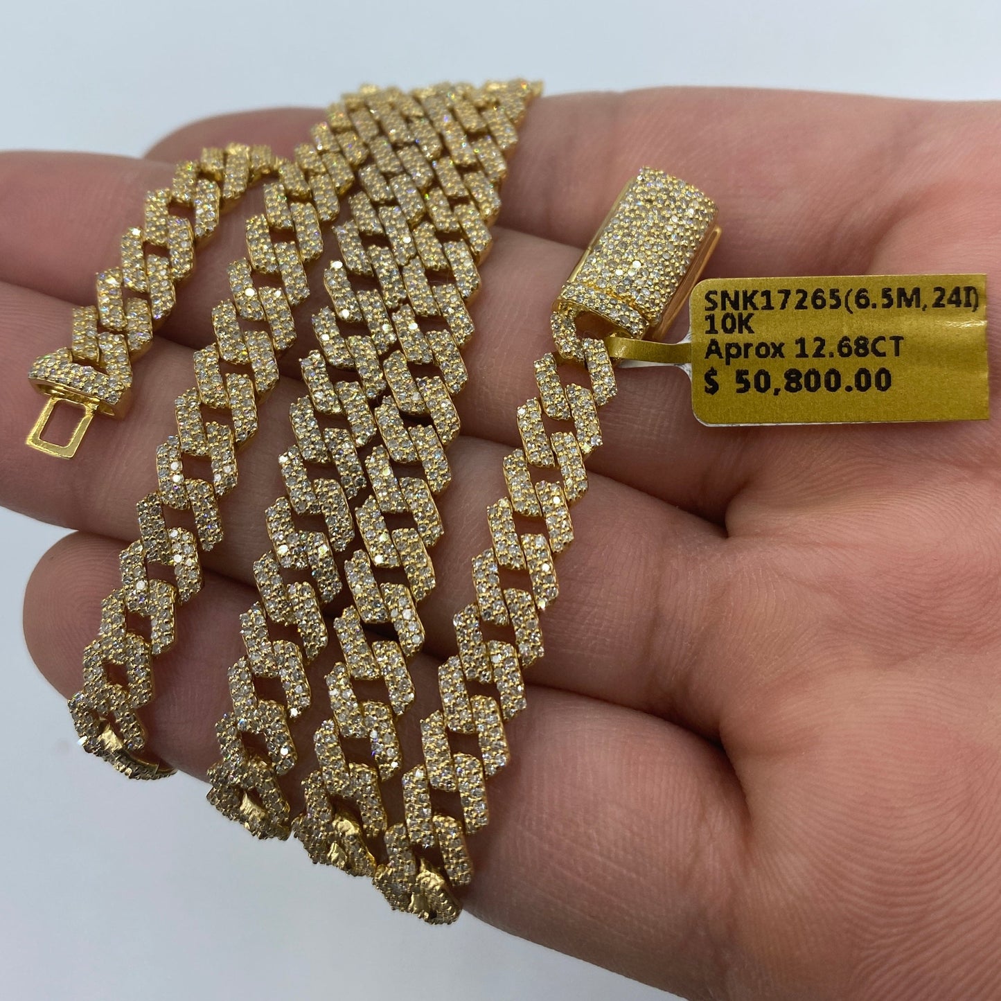 10K 6.5MM Cuban Link Diamond Chain 24"