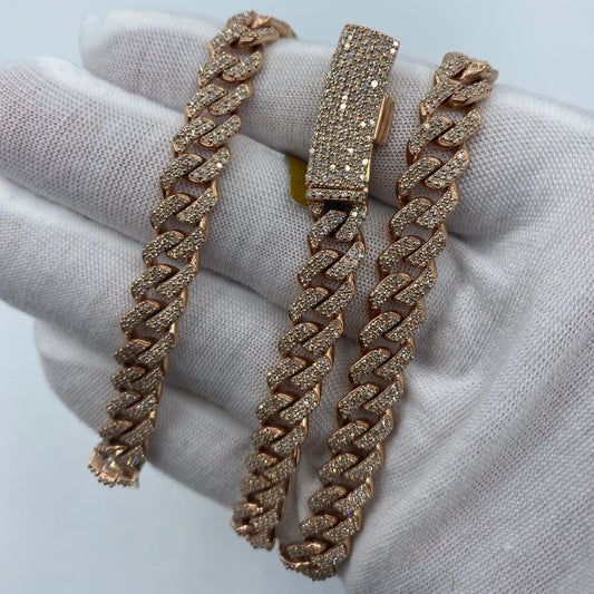 10K 8MM Cuban Link Diamond Chain 18"
