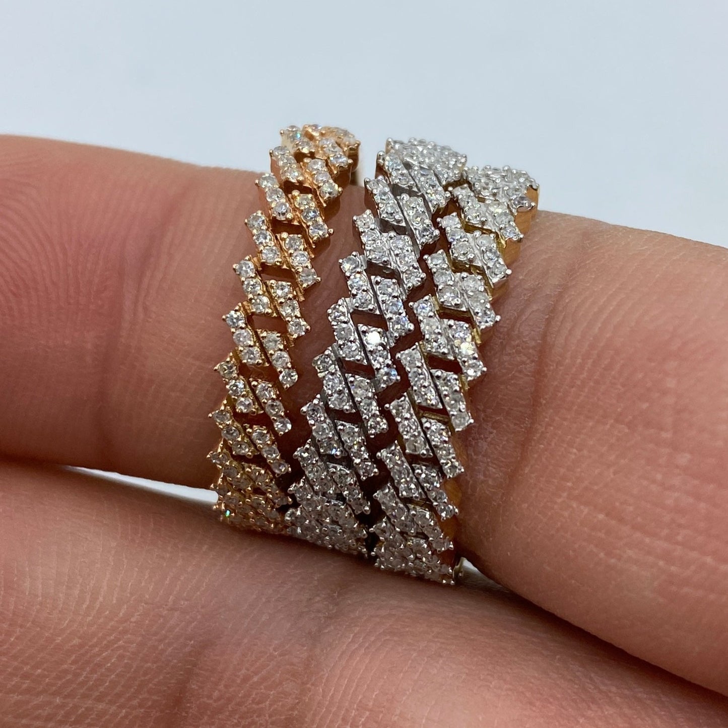 10K Cuban Link Diamond Ring Style #2