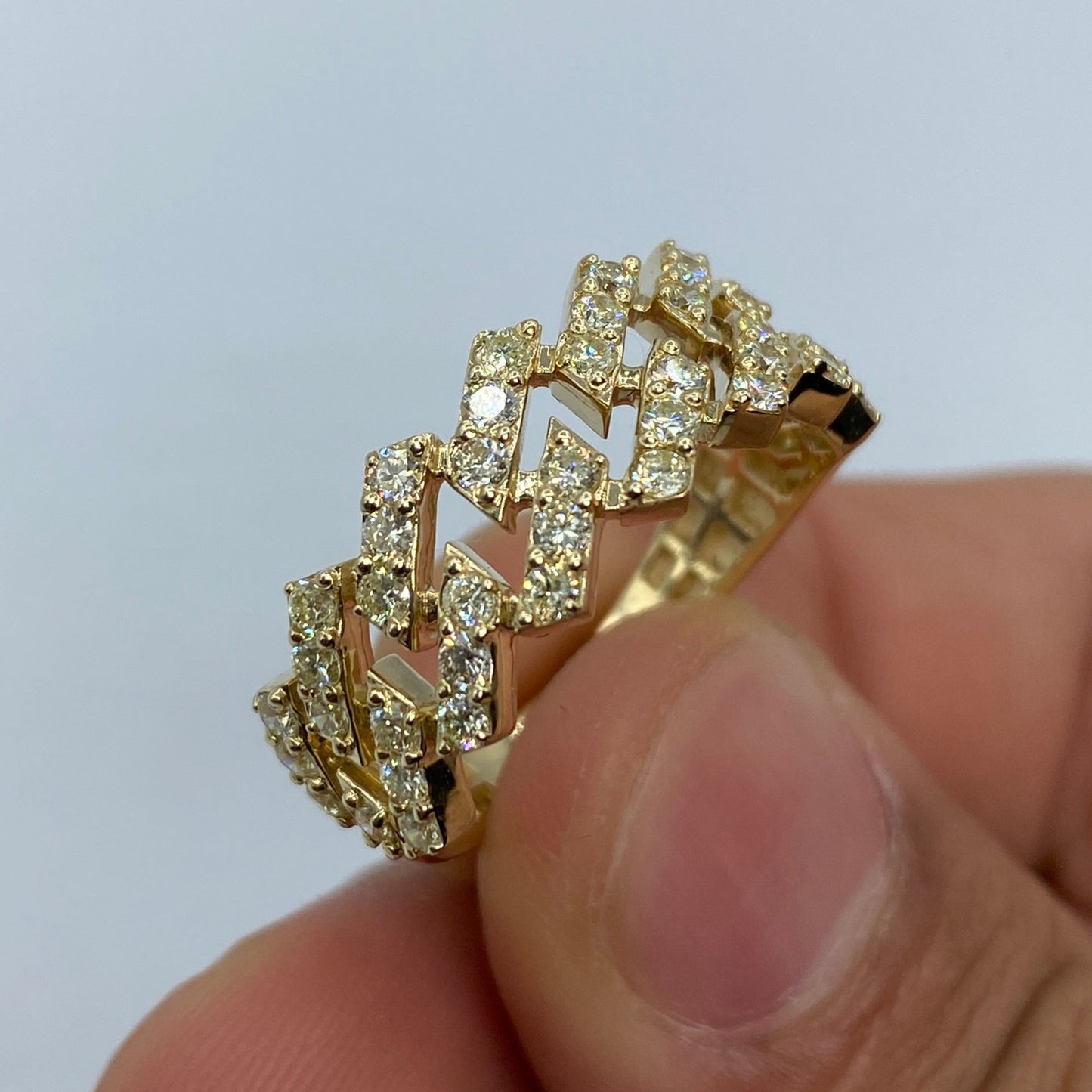 10K Cuban Link Diamond Ring Style #7