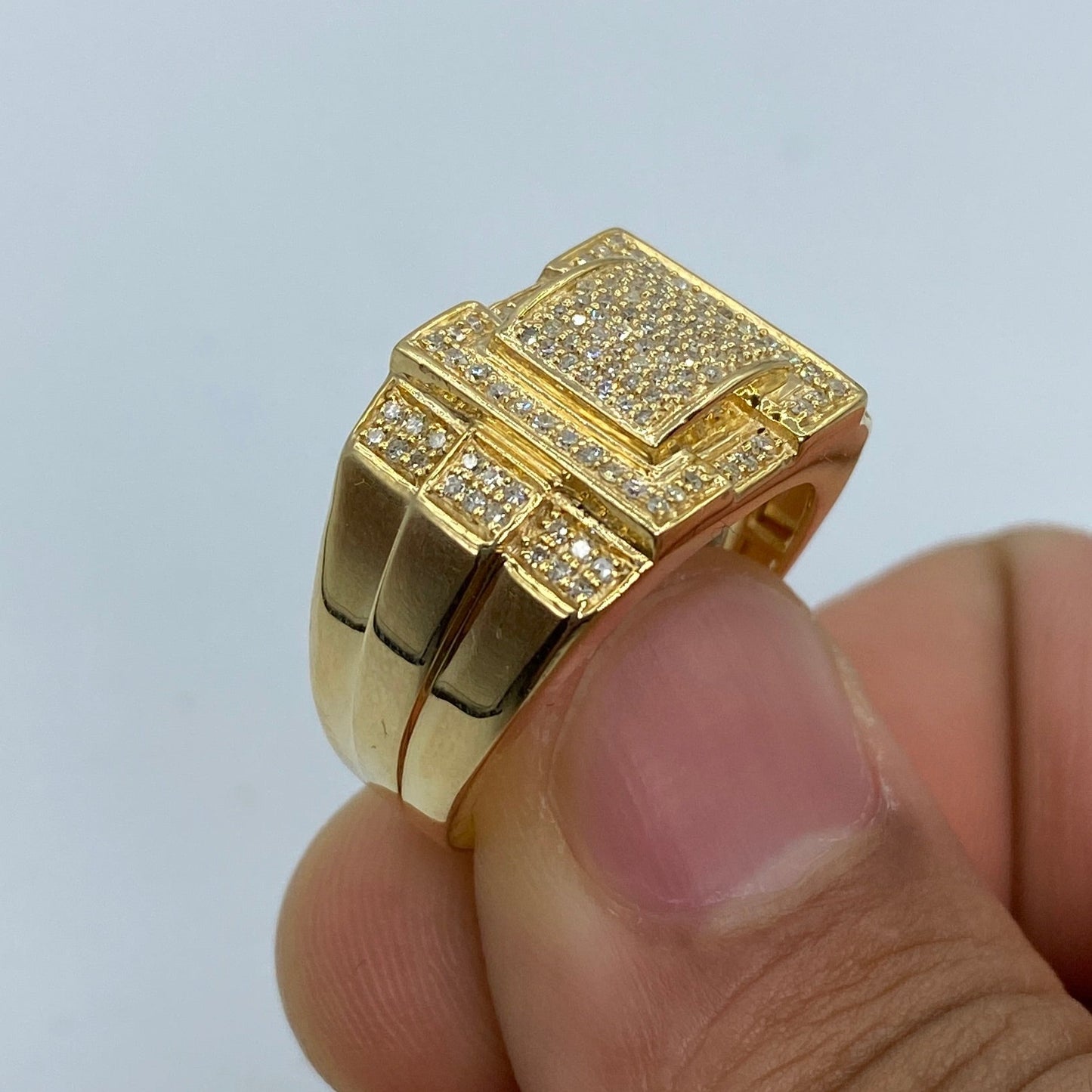 10K Square Trojan Diamond Ring