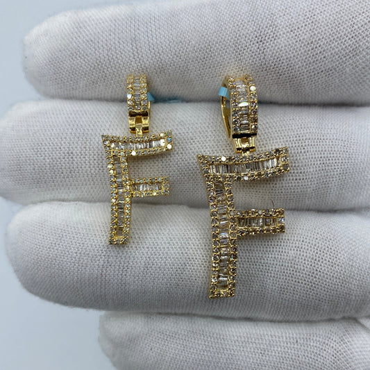 14K F Diamond Baguette Initial Pendant
