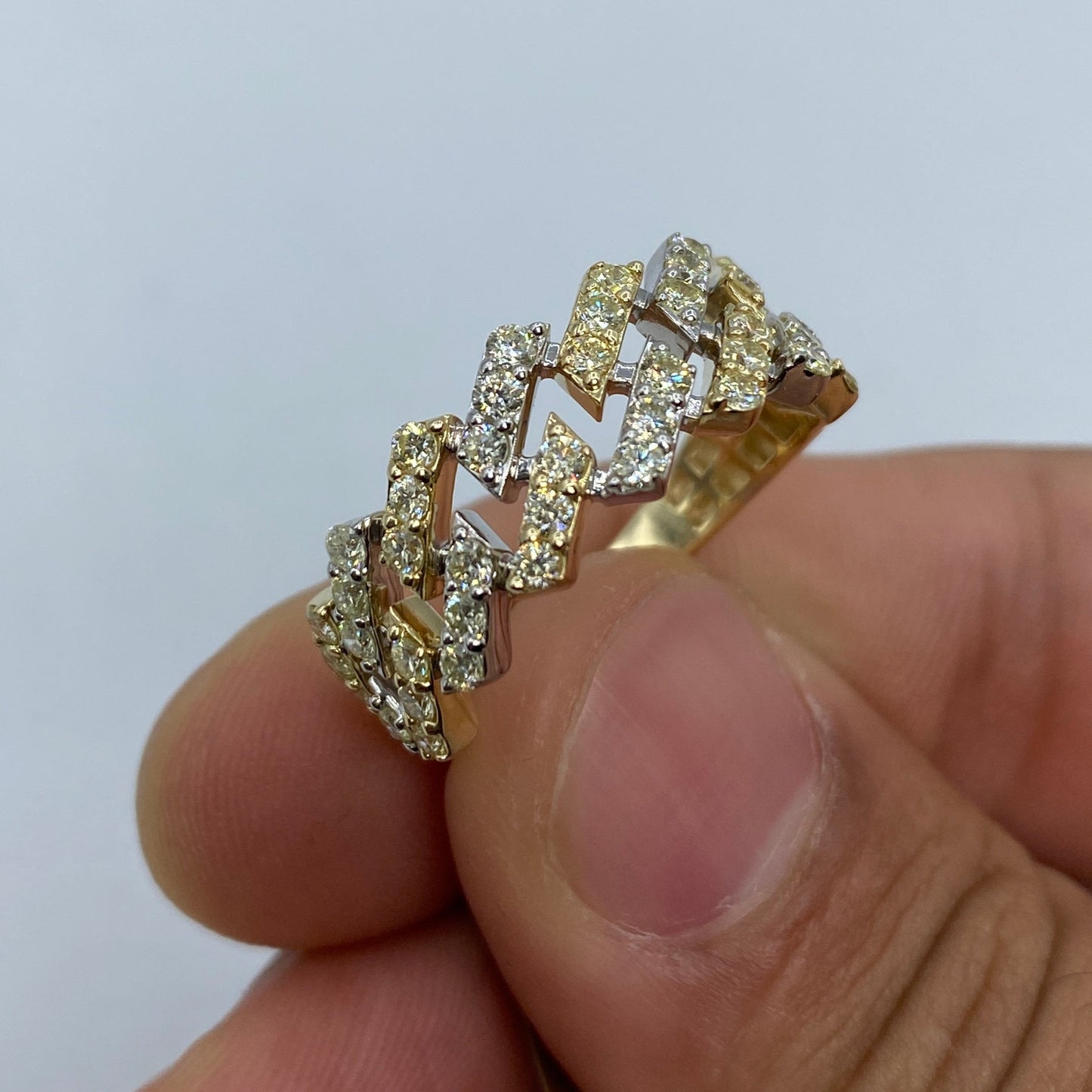 10K Cuban Link Diamond Ring Style #7
