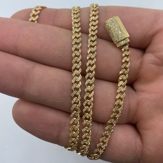 10K 4MM Cuban Link Diamond Chain 20"