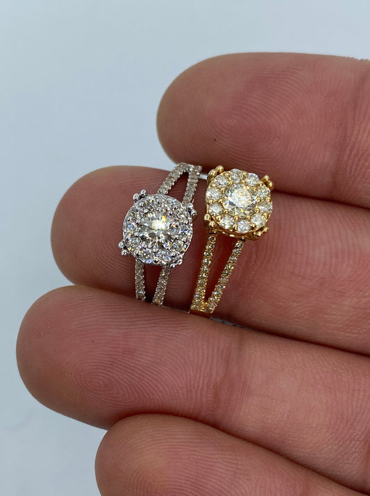 Square Flower Engagement Ring