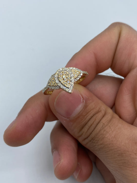 Tri-stone Pear Shape Engagement Ring