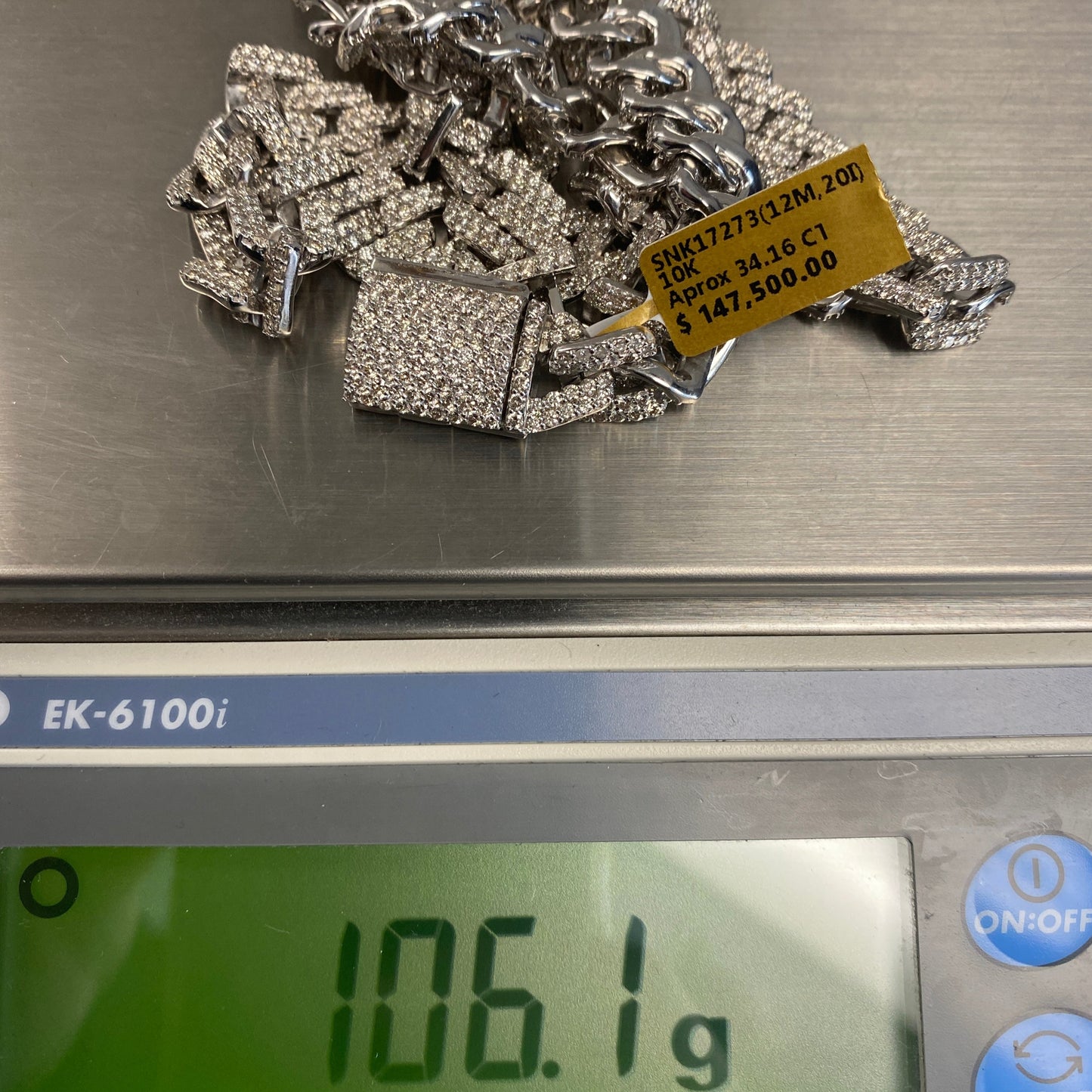 10K 12MM Cuban Link Diamond Chain 20"