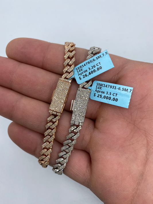 14K Cuban Bracelet 6.5mm, 7.5in