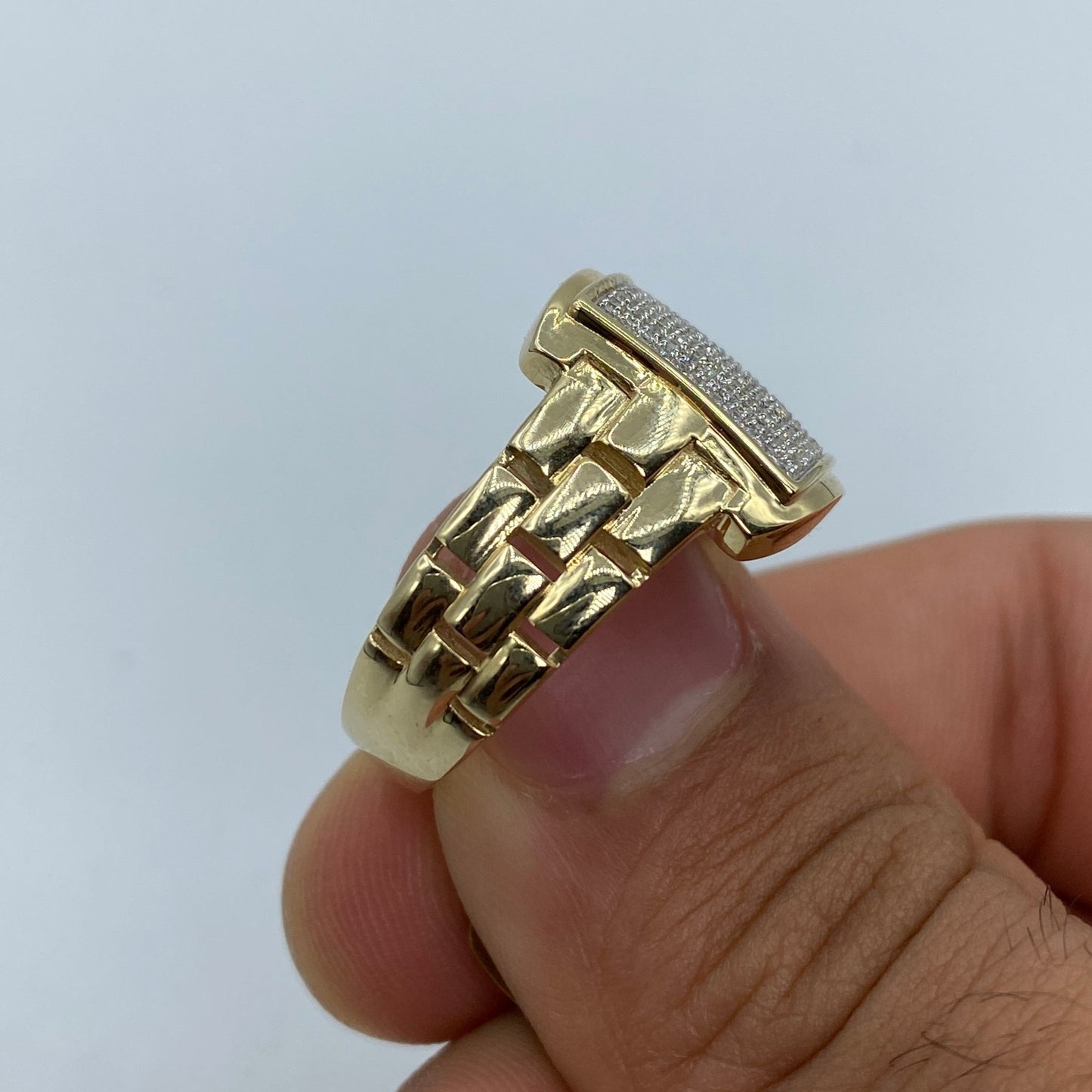 10K Square Engineer Diamond Ring