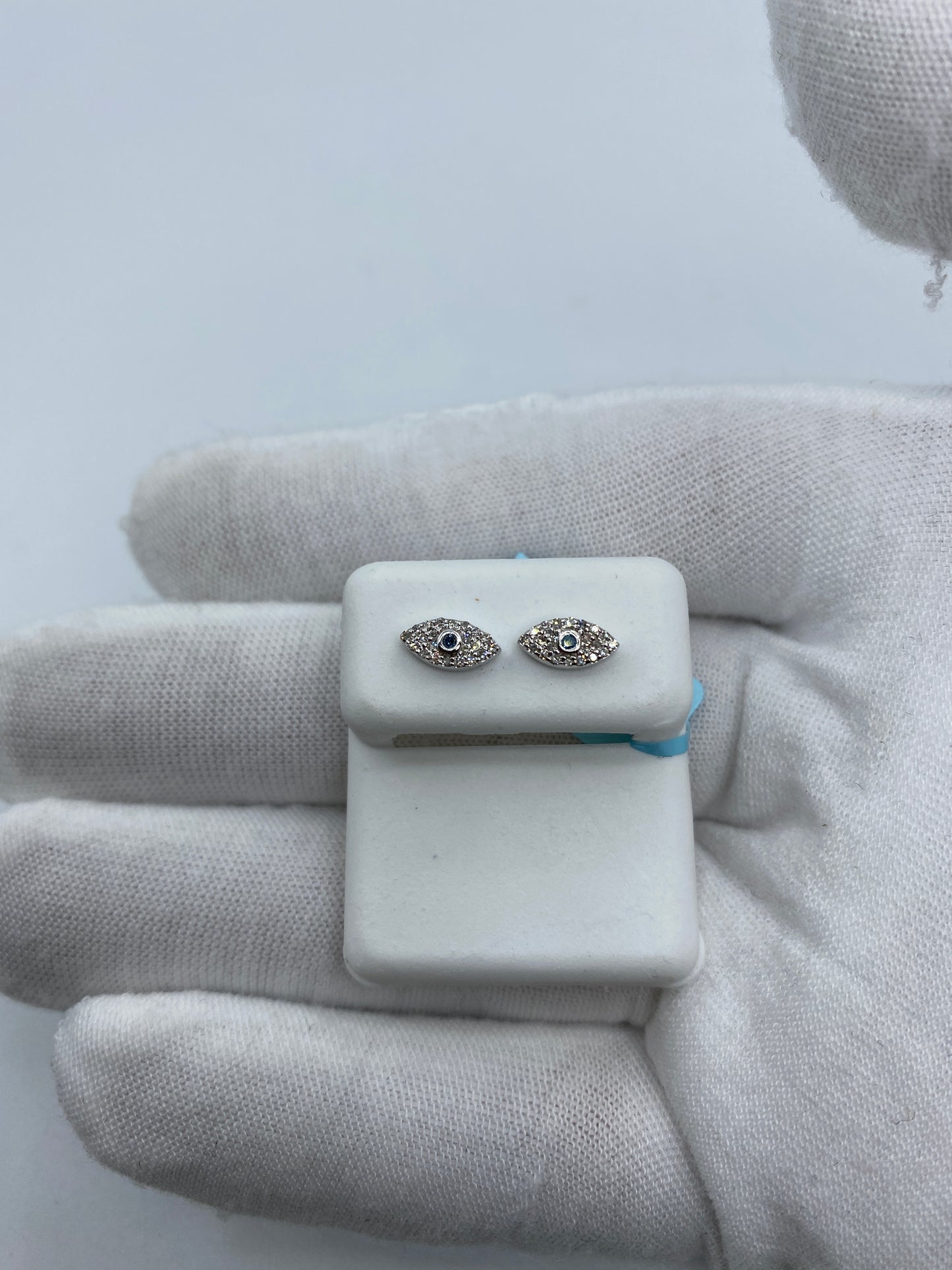 Teal Center Stone Eye Earrings