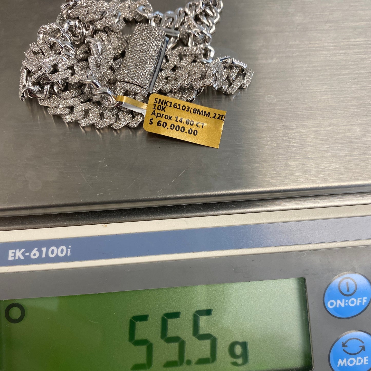 10K 8MM Cuban Link Diamond Chain 22"