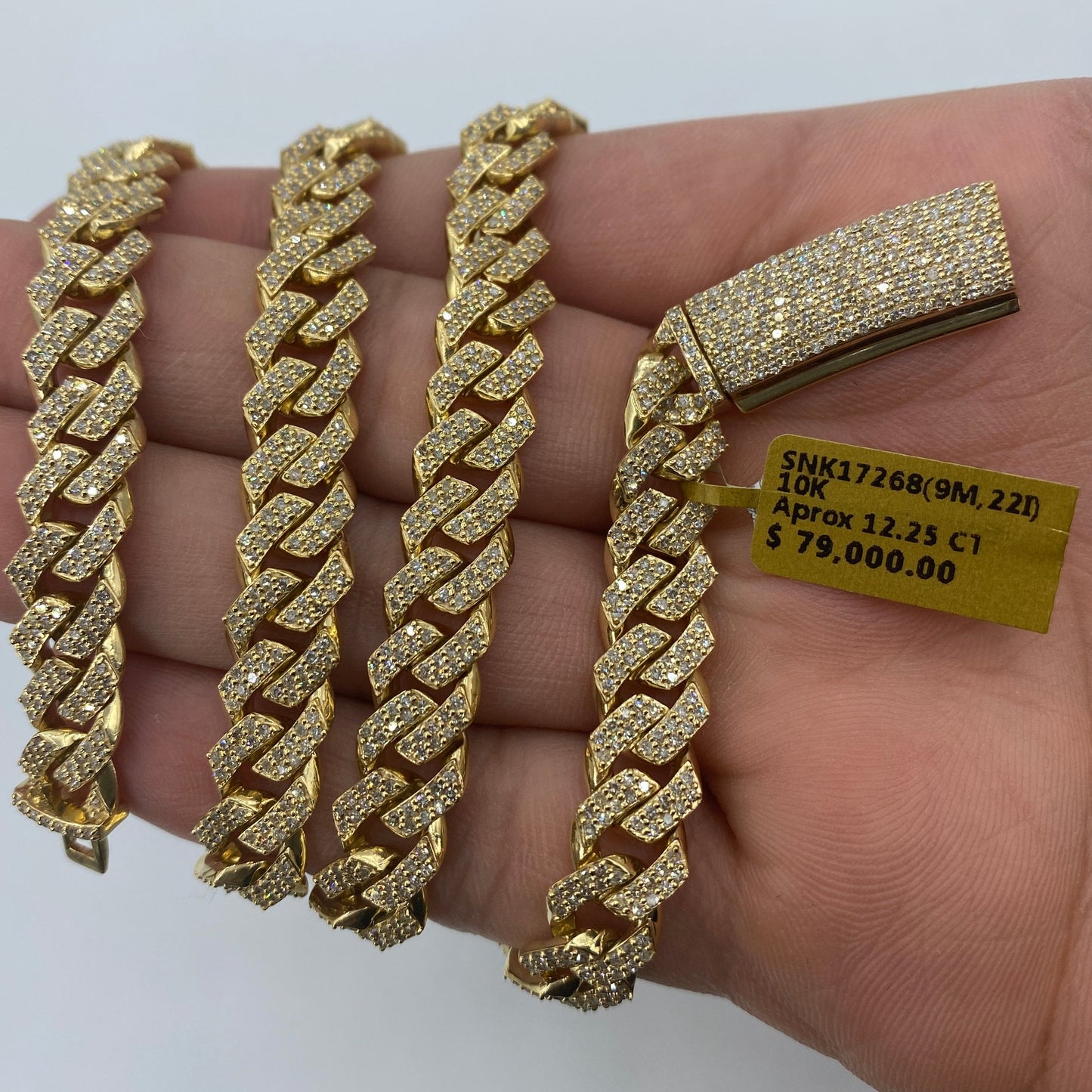 10K 9MM Cuban Link Diamond Chain 22"