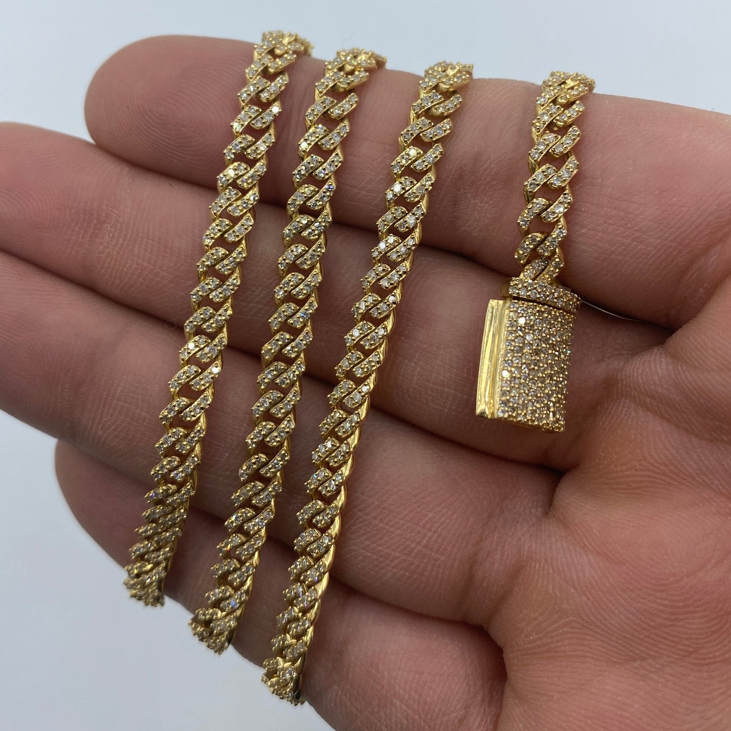 10K 4.5MM Cuban Link Diamond Chain 22"