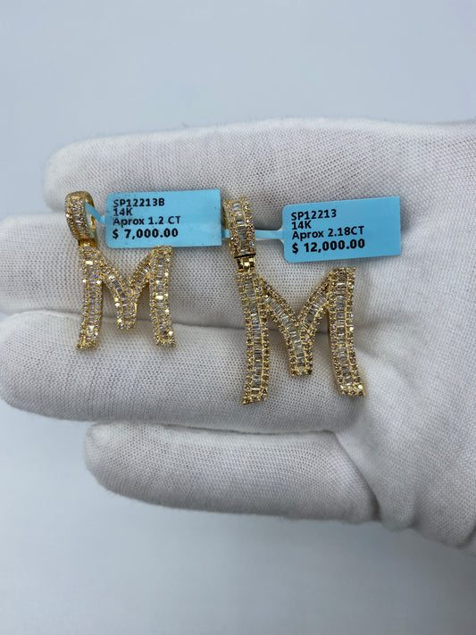 14K M Baguette Initial