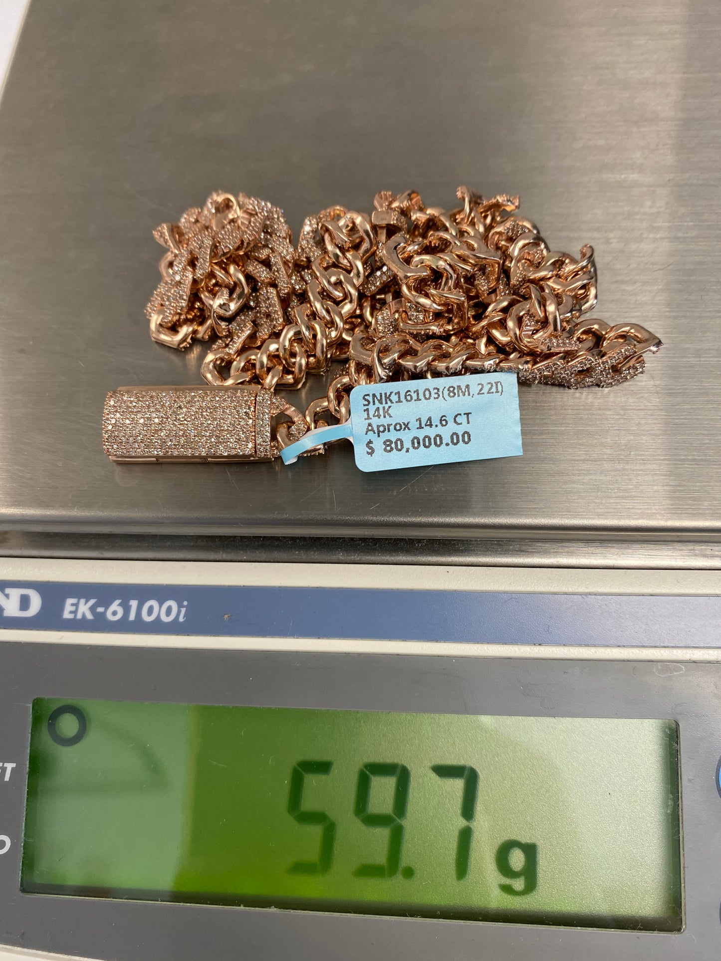 14K Cuban Chain 8mm, 22in