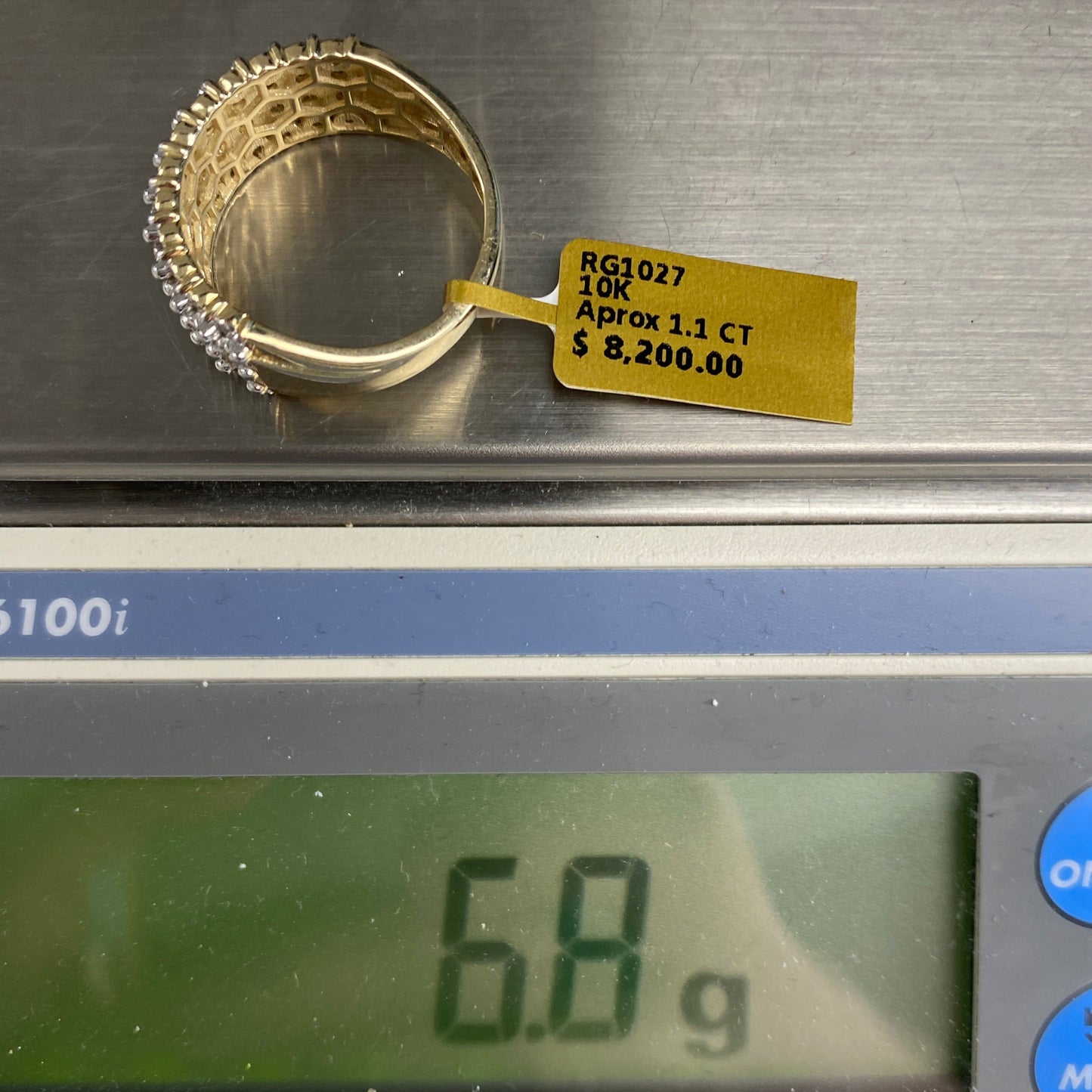 10K Quad Row Diamond Ring