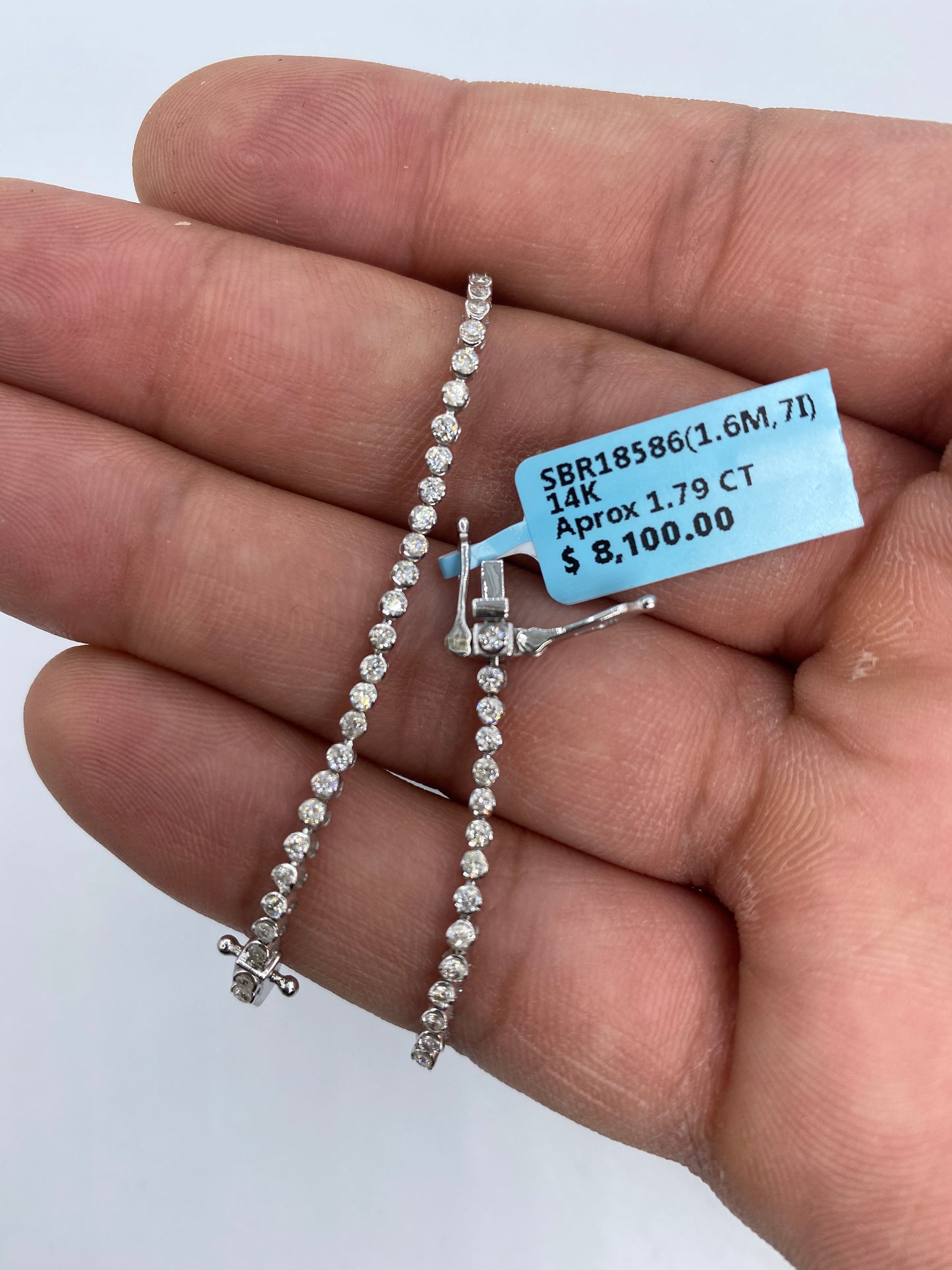 14K Tennis Bezel Bracelet 1.6mm, 7in