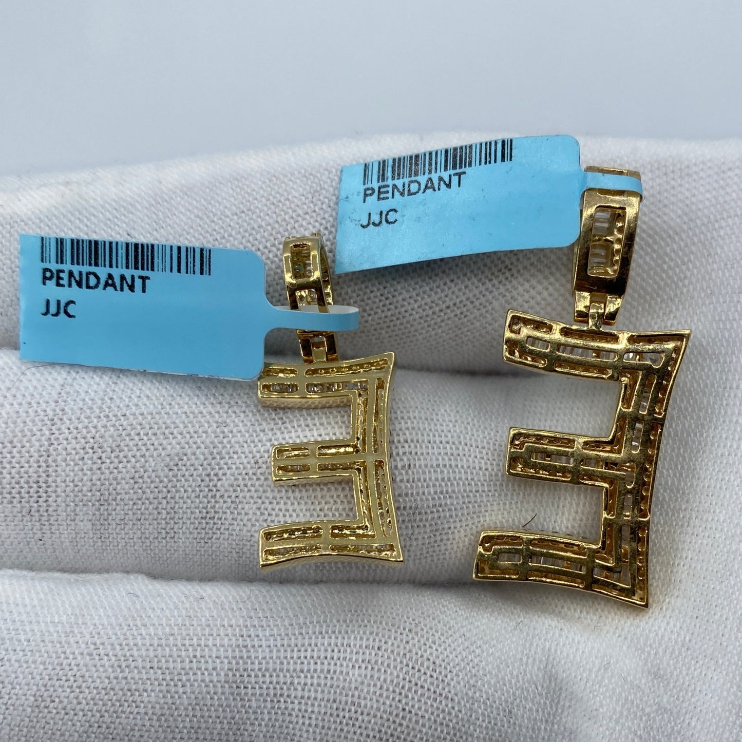 14K E Diamond Baguette Initial Pendant