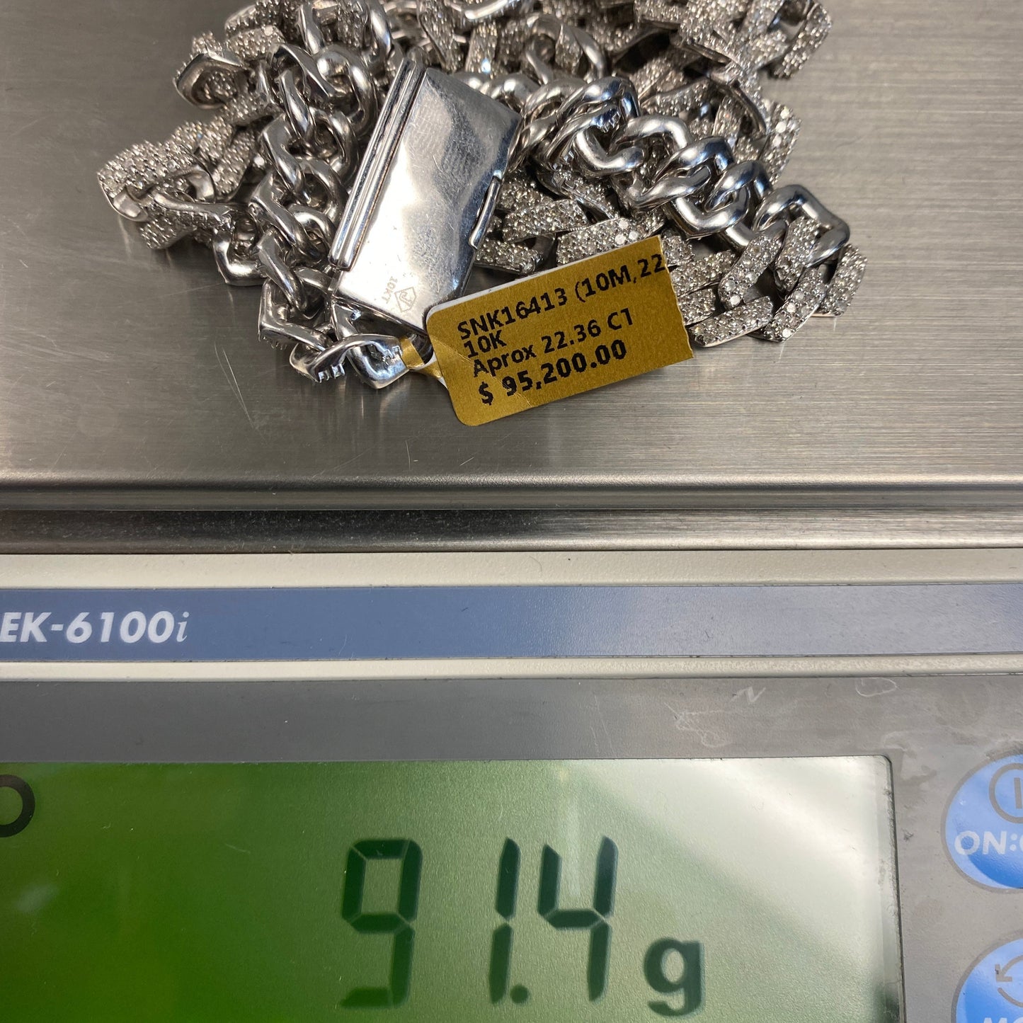 10K 10MM Cuban Link Diamond Chain 22"