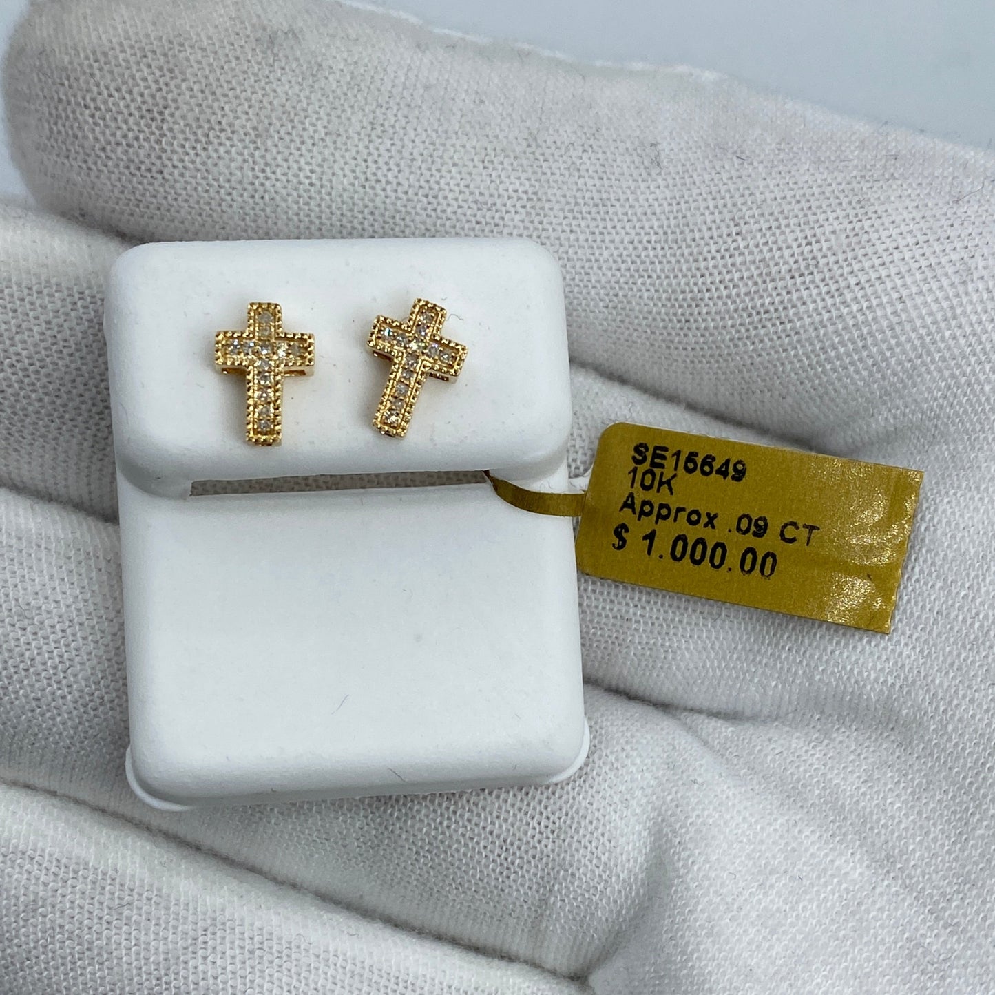 10K Cross Diamond Earrings
