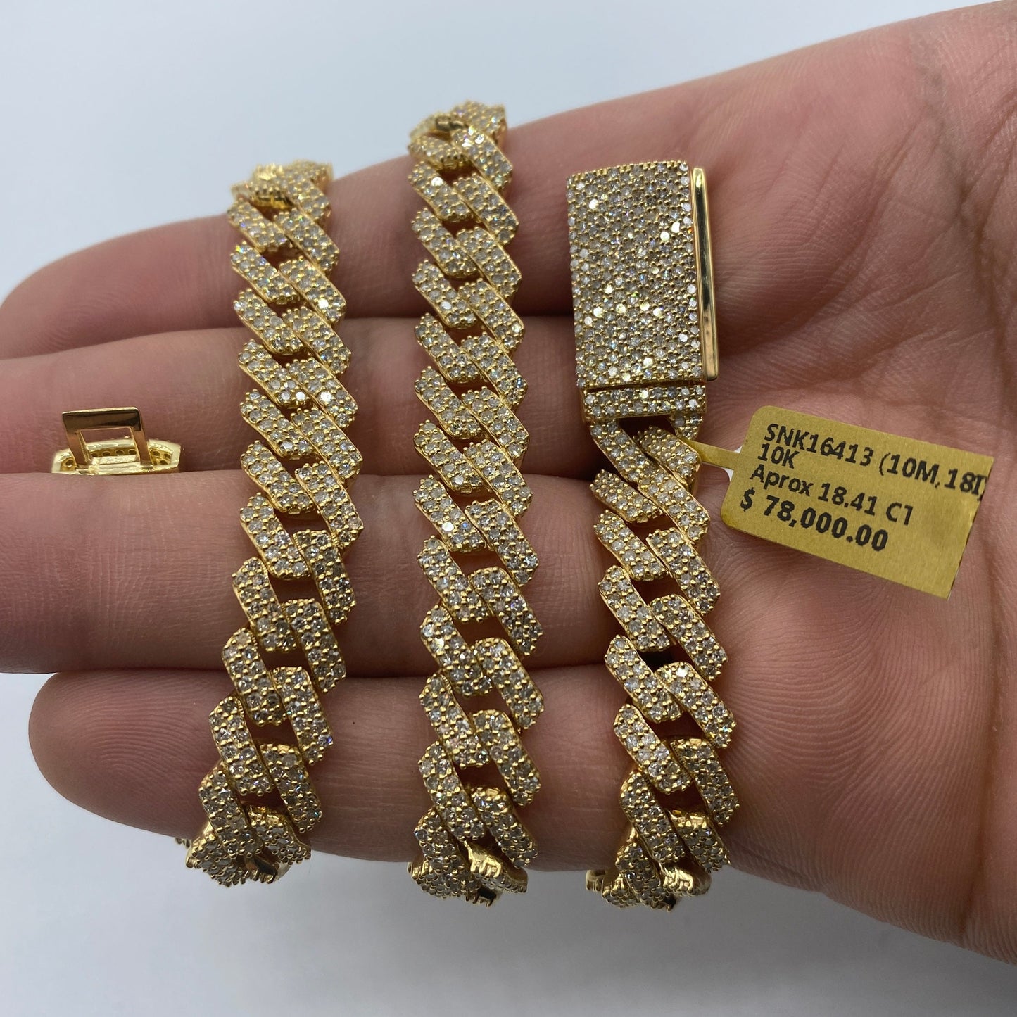 10K 10MM Cuban Link Diamond Chain 18"