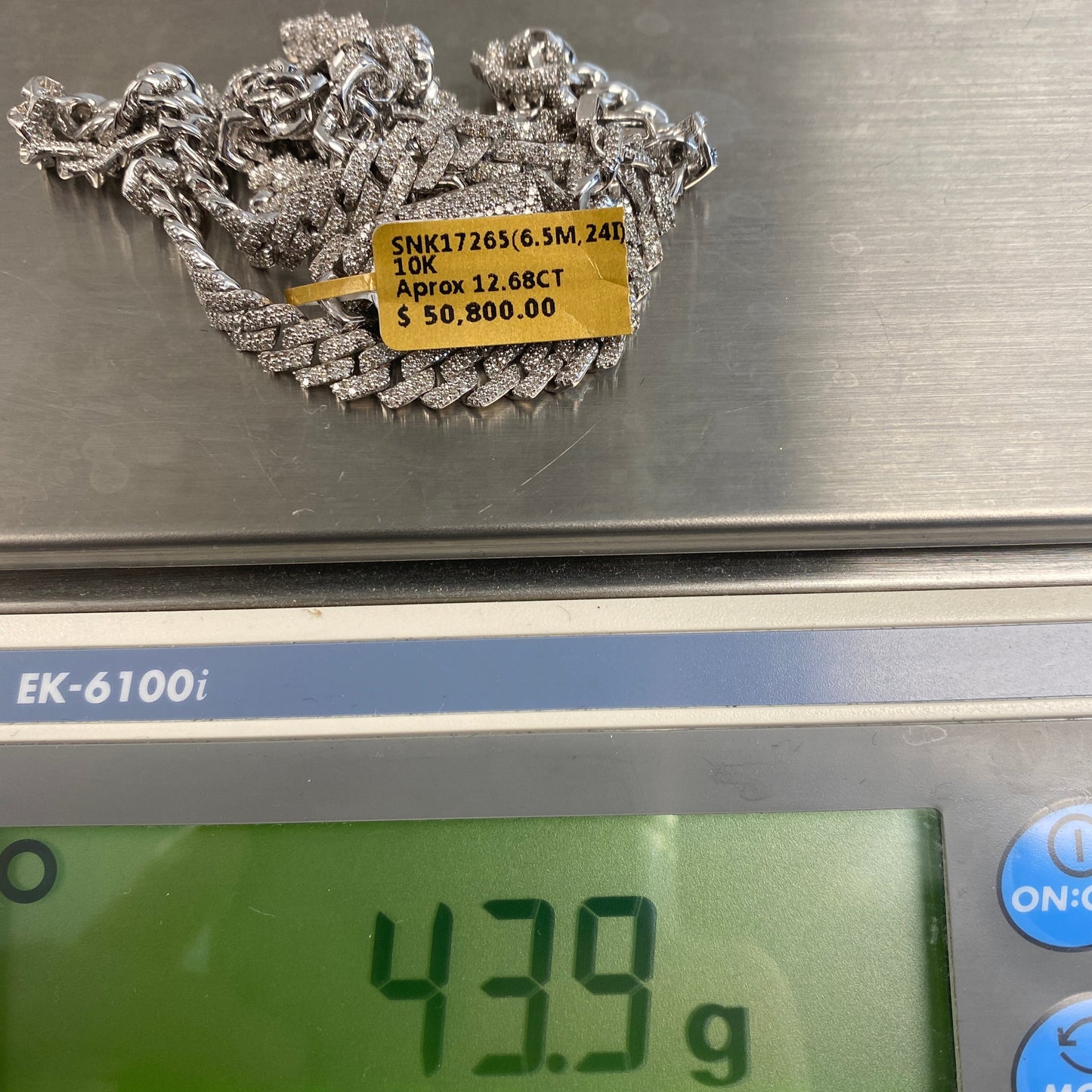 10K 6.5MM Cuban Link Diamond Chain 24"