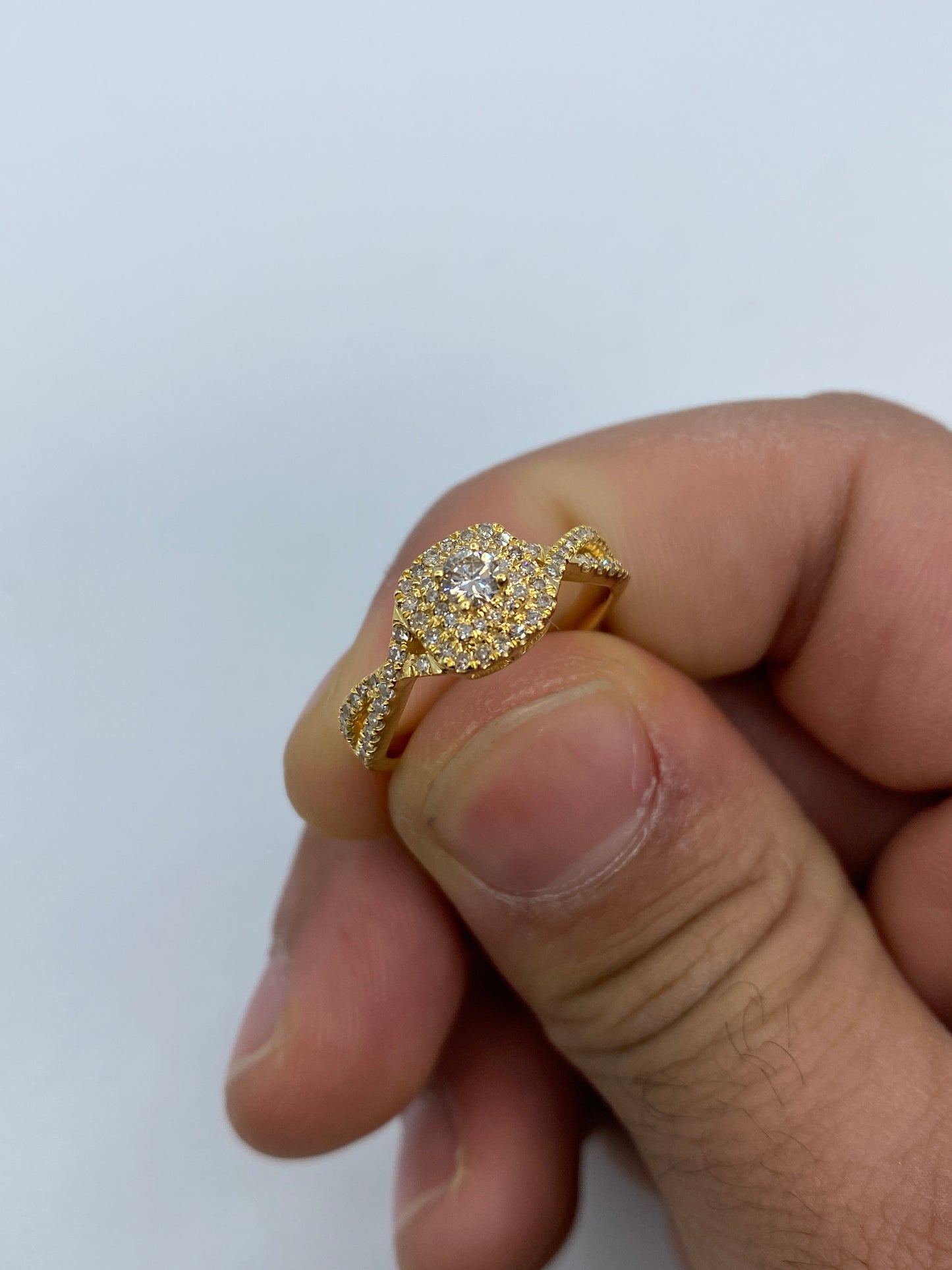 Square Large Center Stone Spiral Engagement Ring