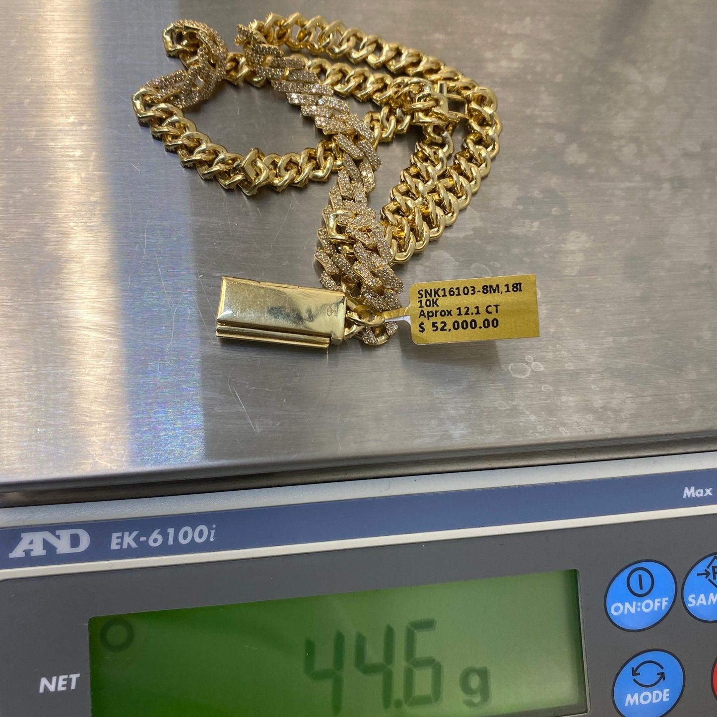 10K 8MM Cuban Link Diamond Chain 18"