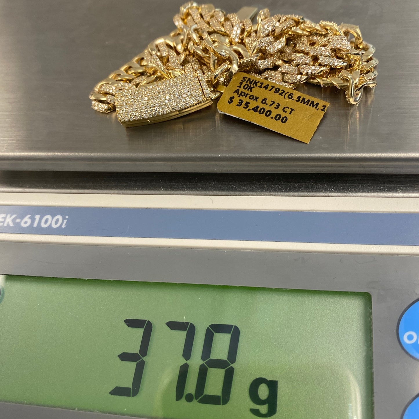 10K 6.5MM Cuban Link Diamond Chain 16"