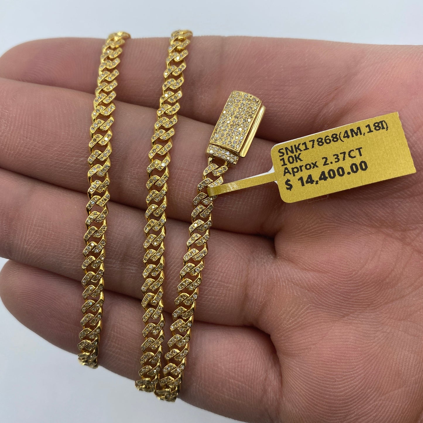 10K 4MM Cuban Link Diamond Chain 18"