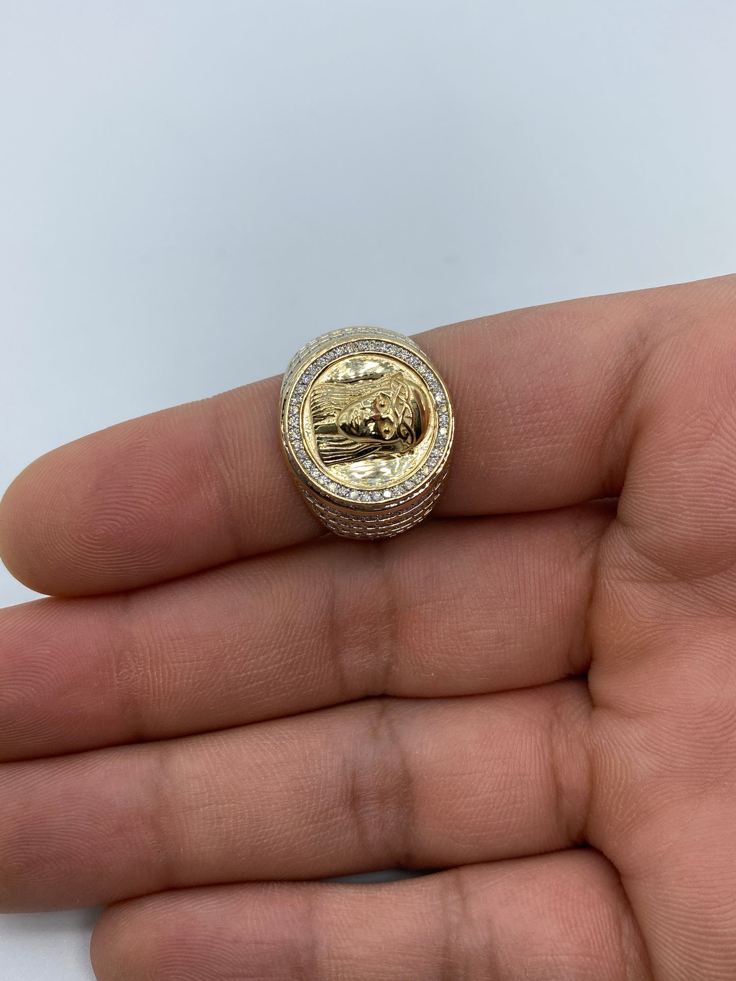 10K Jesus Face Ring