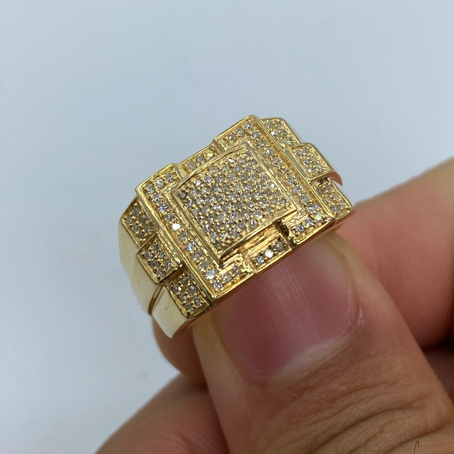 10K Square Trojan Diamond Ring