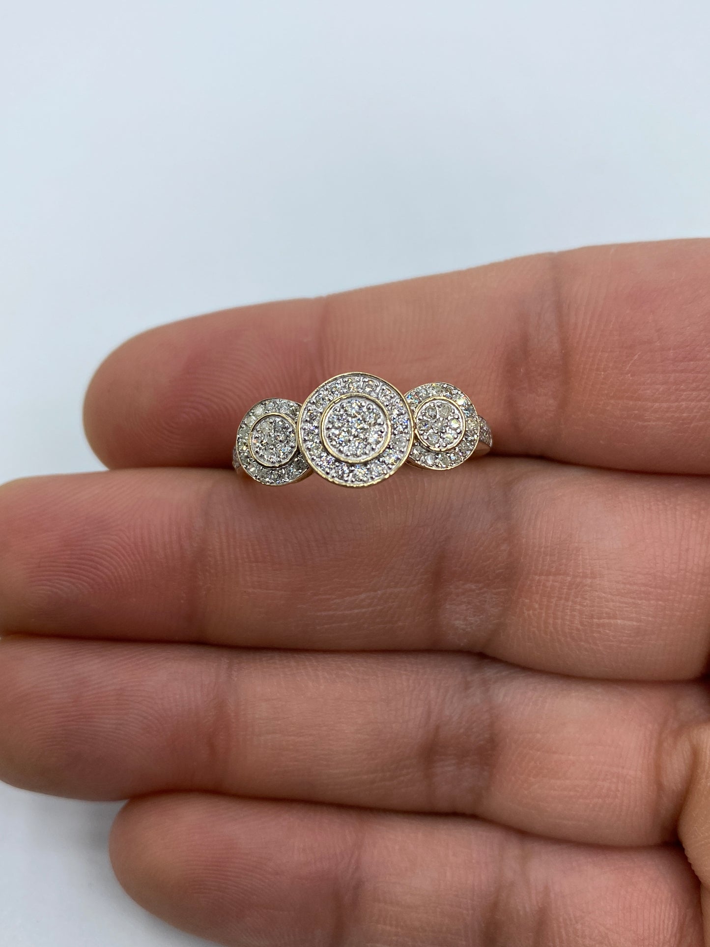 Tri-stone Circle Shape Engagement Ring