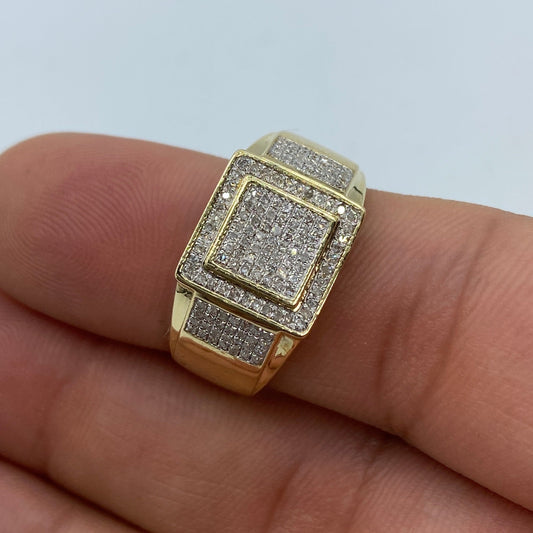 10K 3D Square Diamond Ring