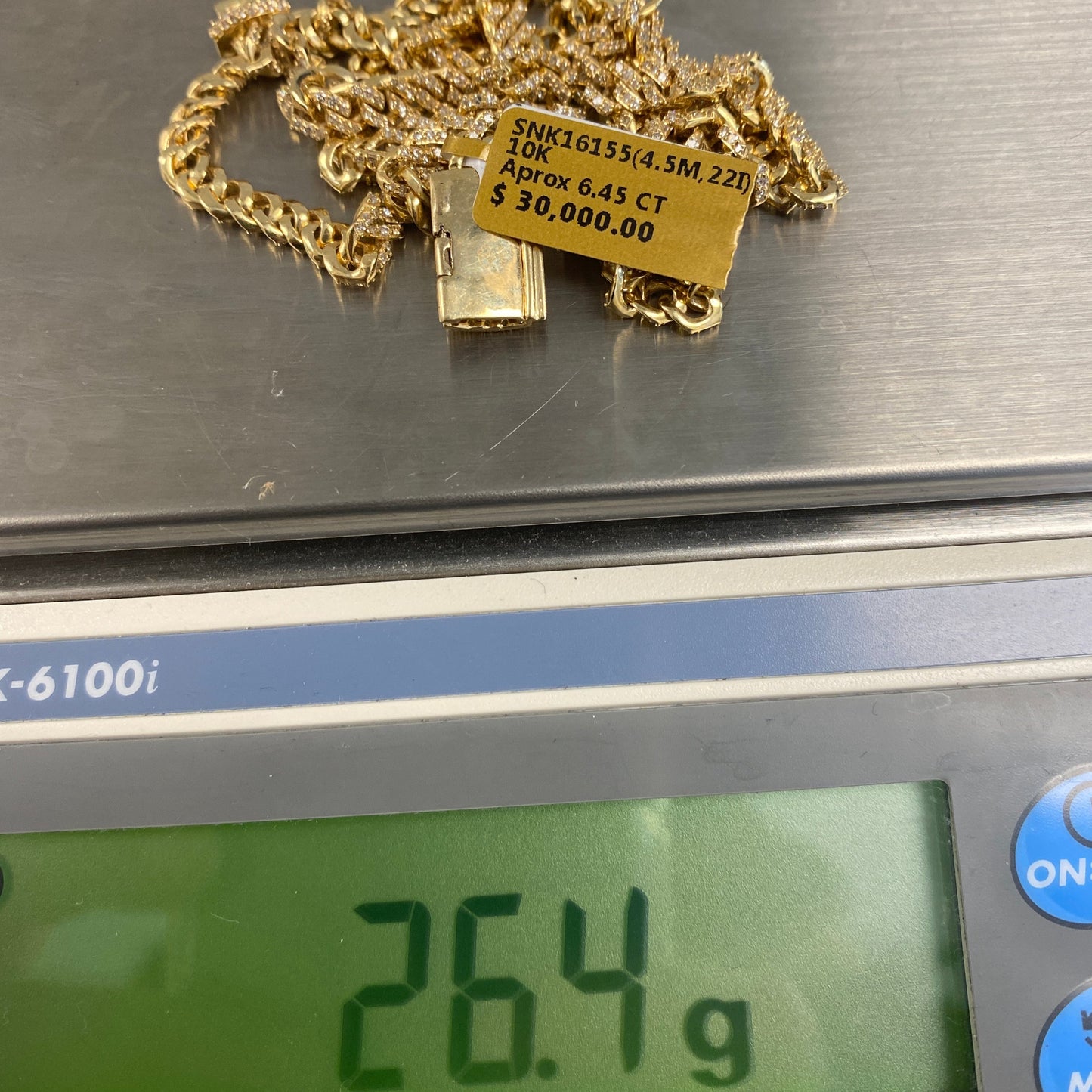 10K 4.5MM Cuban Link Diamond Chain 22"