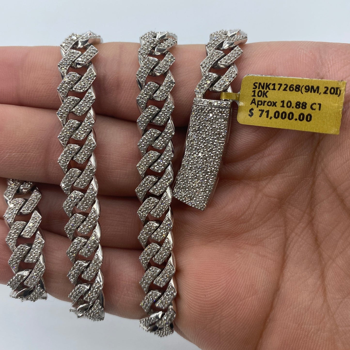 10K 9MM Cuban Link Diamond Chain 20"
